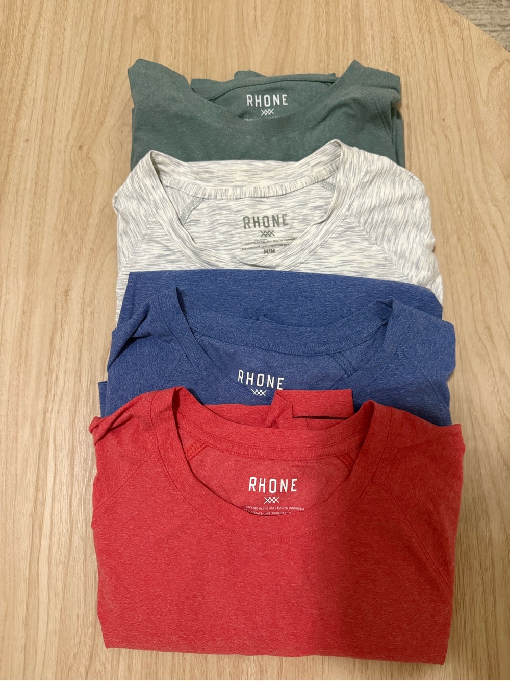 RHONE Men's Short Sleeve Crewpack - Red, Blue, Heather Gray & Green